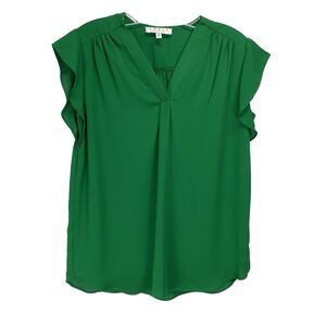 Chaus New York Medium Lightweight Top Cap Sleeve Green Polyester New with Tag